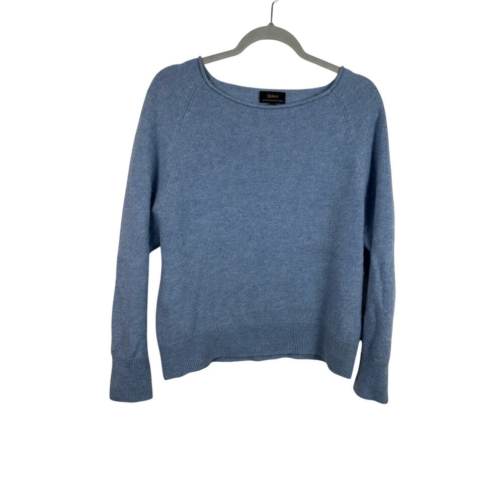 Mongolian Cashmere Boatneck Sweater Size Medium in Faded Denim GUC